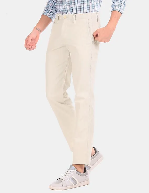 GAP Men Beige Slim Fit Washwell Vintage Wash Khaki Pants With Gapflex