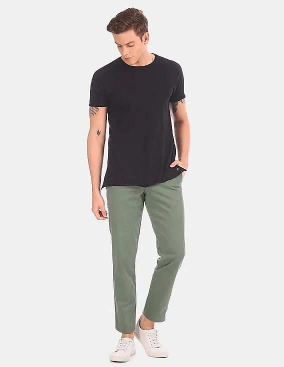 GAP Men Green Slim Fit Washwell Vintage Wash Khaki Pants With Gapflex