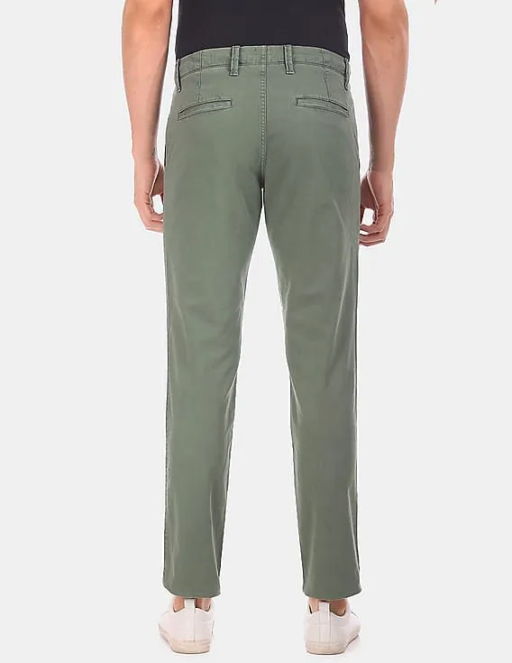 GAP Men Green Slim Fit Washwell Vintage Wash Khaki Pants With Gapflex