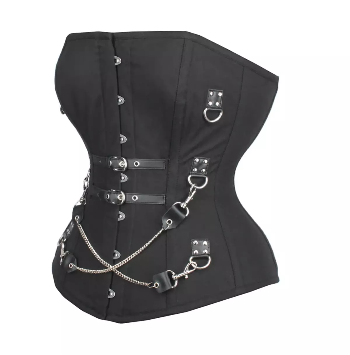 Goth Waist-Reducing Black Overbust Corset With Steel Boning and Metal Busk