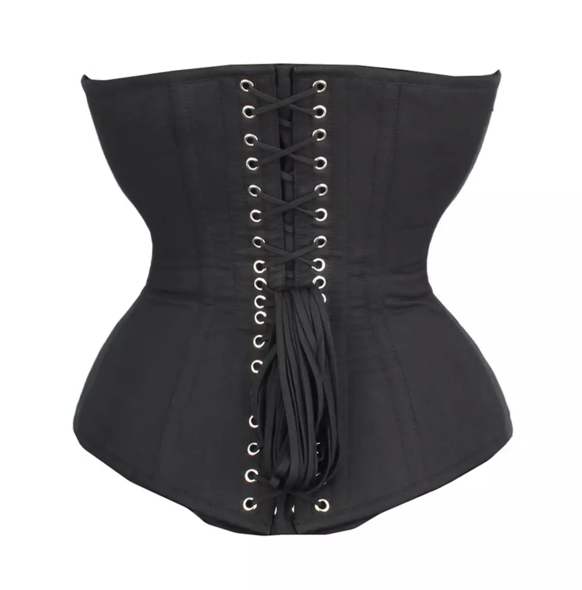 Goth Waist-Reducing Black Overbust Corset With Steel Boning and Metal Busk