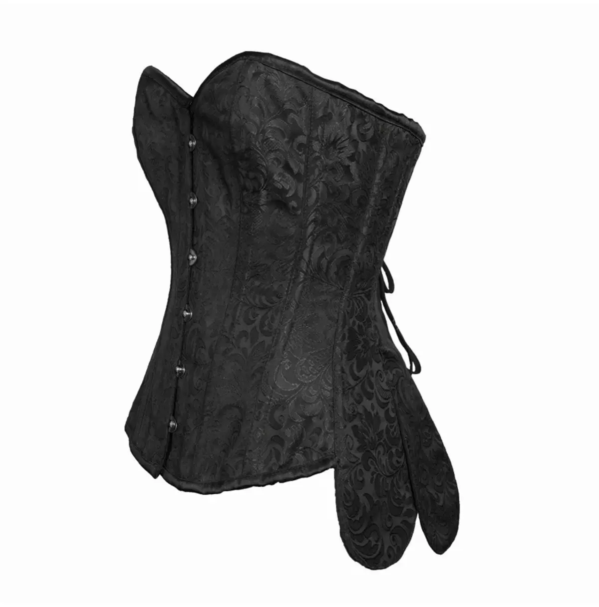 Gothic Black Brocade Overbust Corset With Spiral & Flat Steel Boning