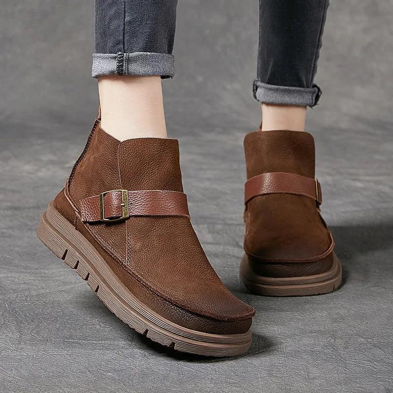 Handmade Women's Chelsea Casual Shoes: AMN323 Soft Leather Boots