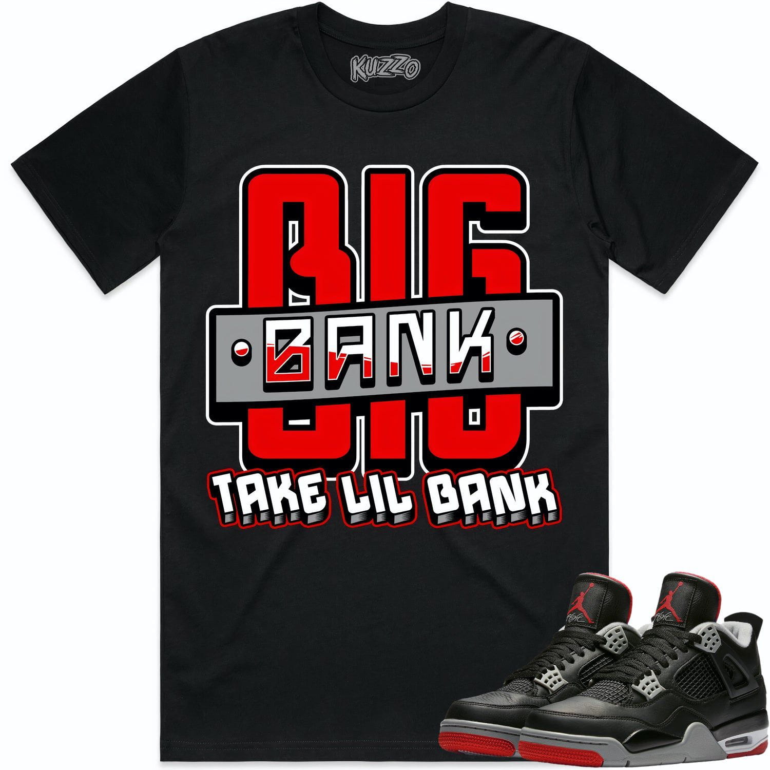 Jordan 4 Bred Reimagined 4s Shirt to Match - RED BIG BANK