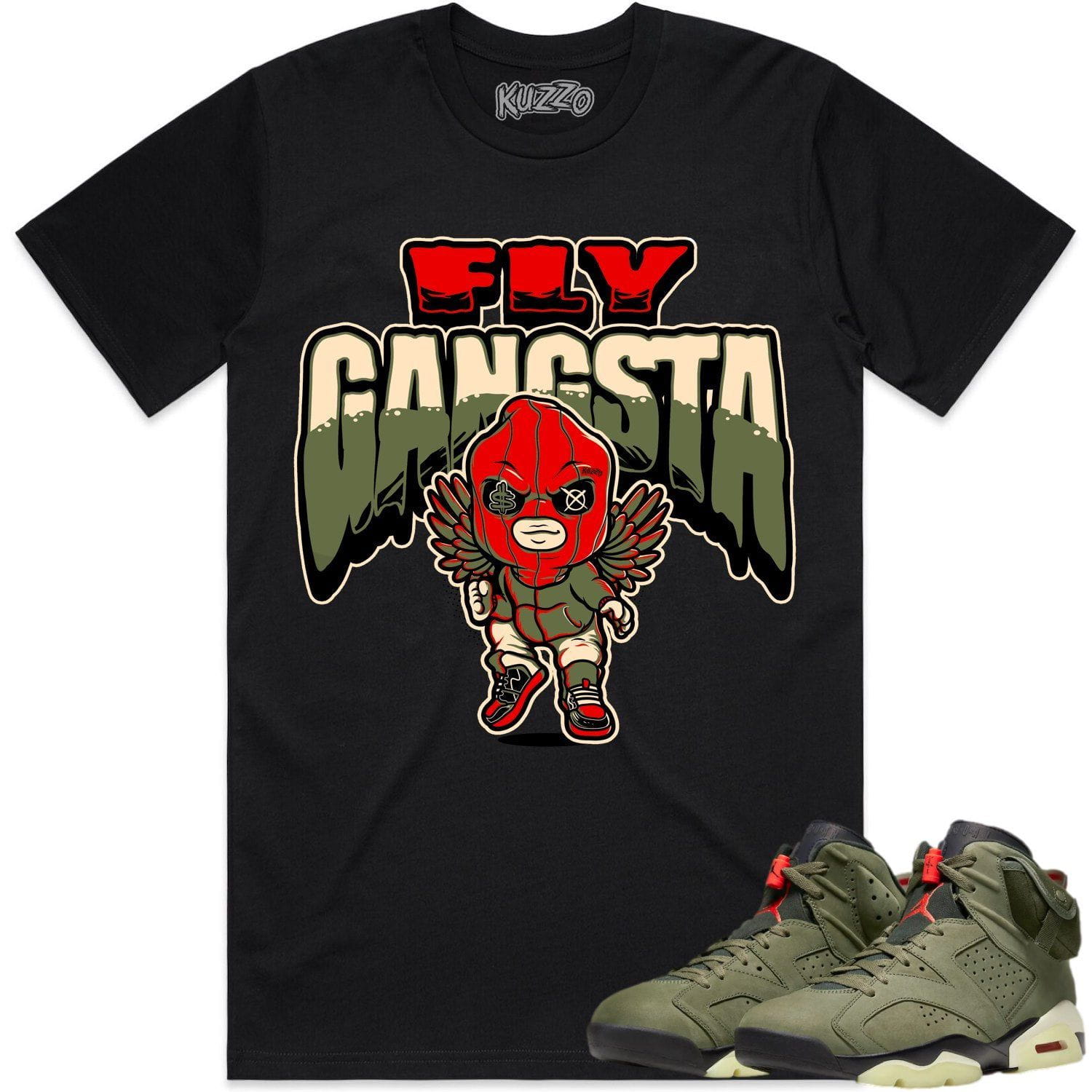 Jordan 6 Cactus Jack 6s Shirt to Match - OLIVE FLY GANGSTA