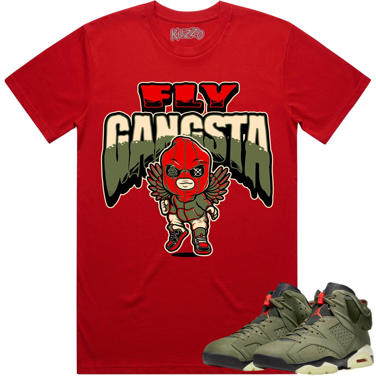 Jordan 6 Cactus Jack 6s Shirt to Match - OLIVE FLY GANGSTA