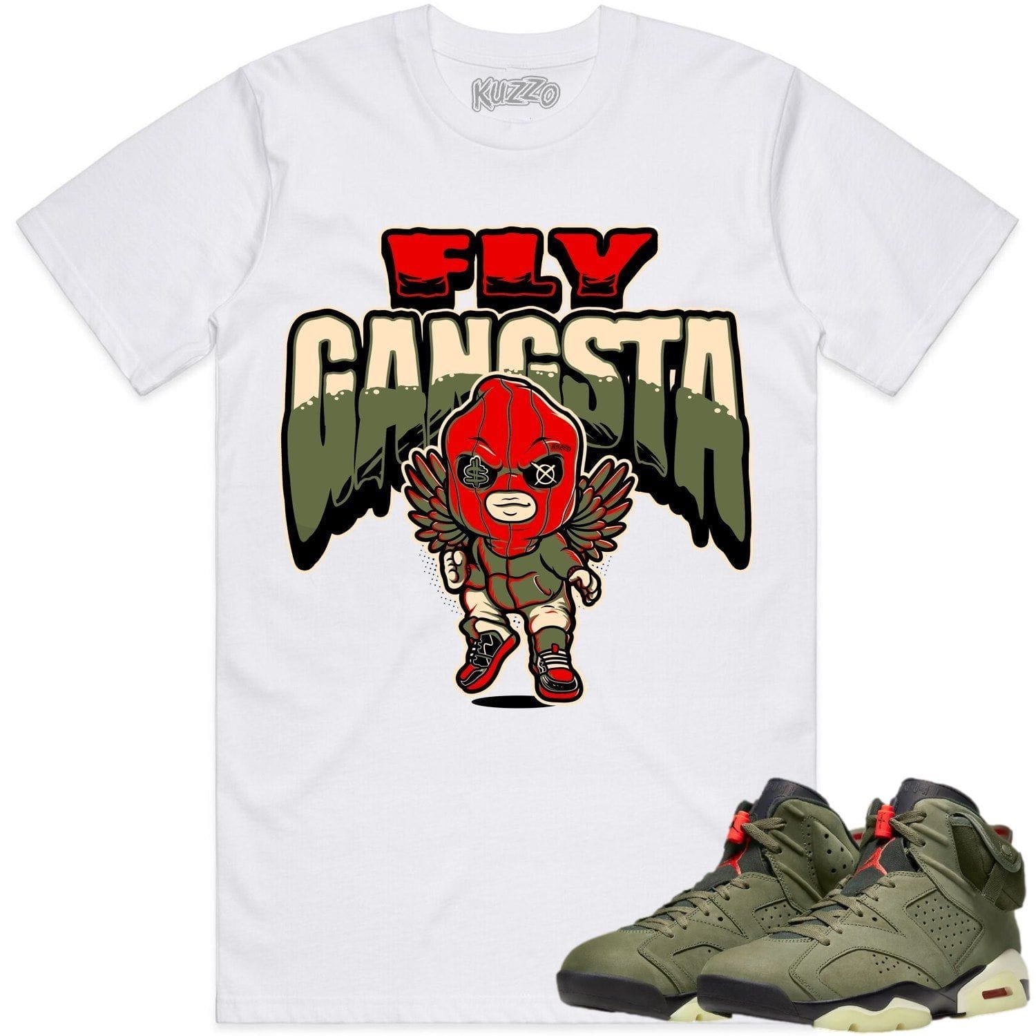 Jordan 6 Cactus Jack 6s Shirt to Match - OLIVE FLY GANGSTA