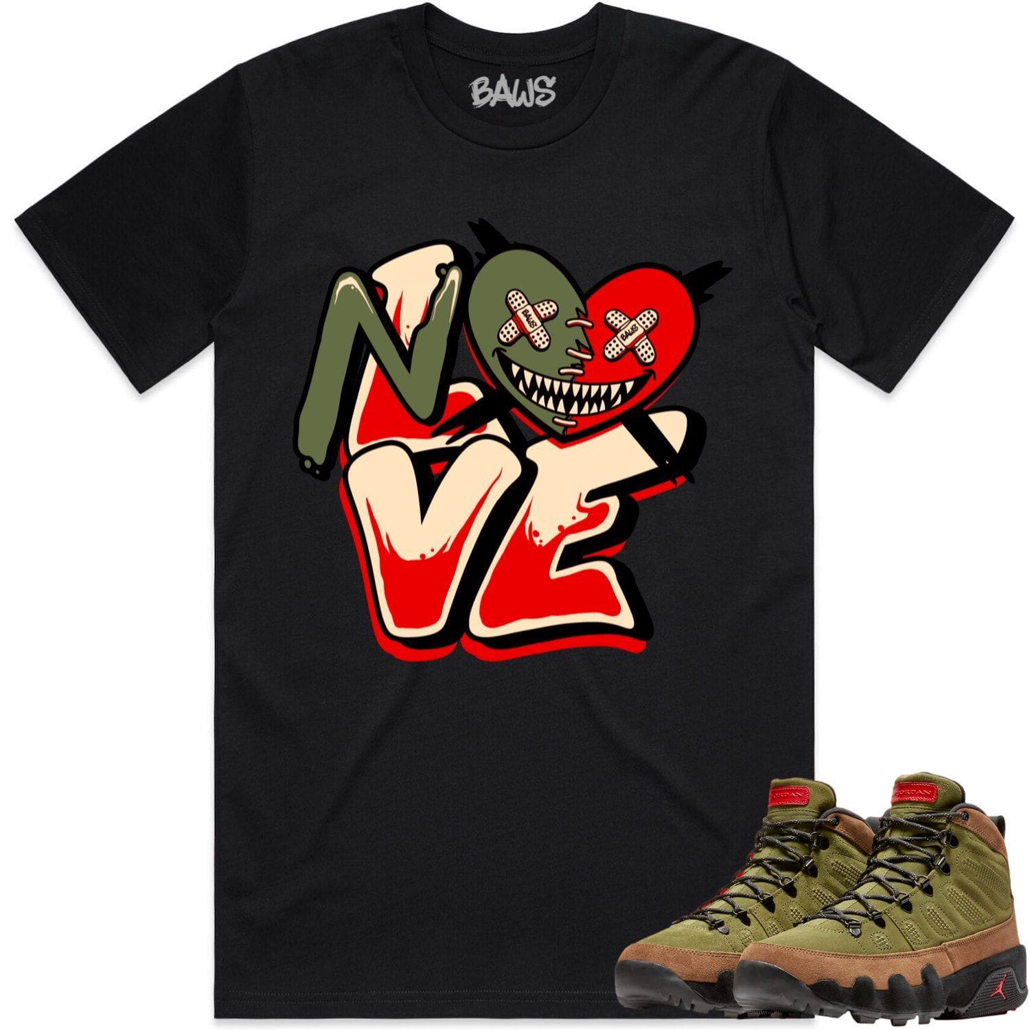 Jordan 9 Beef Broccoli 9s Shirt to Match - OLIVE NO LOVE BAWS