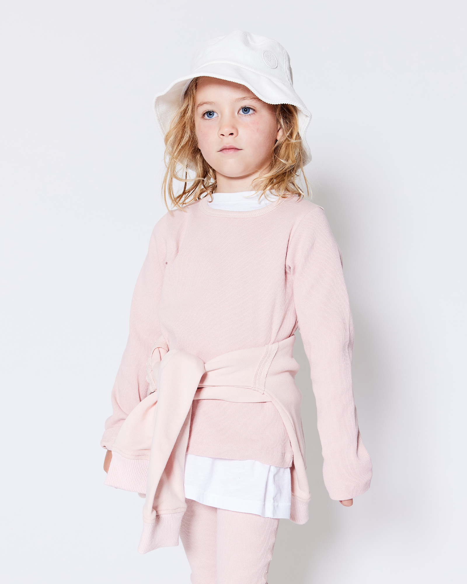 KIDS RIB CREW - PEACH PINK