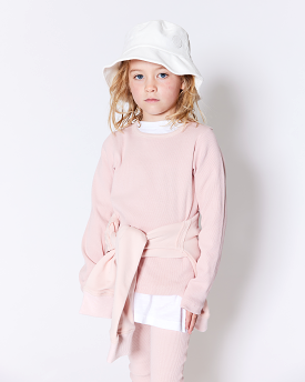 KIDS RIB CREW - PEACH PINK