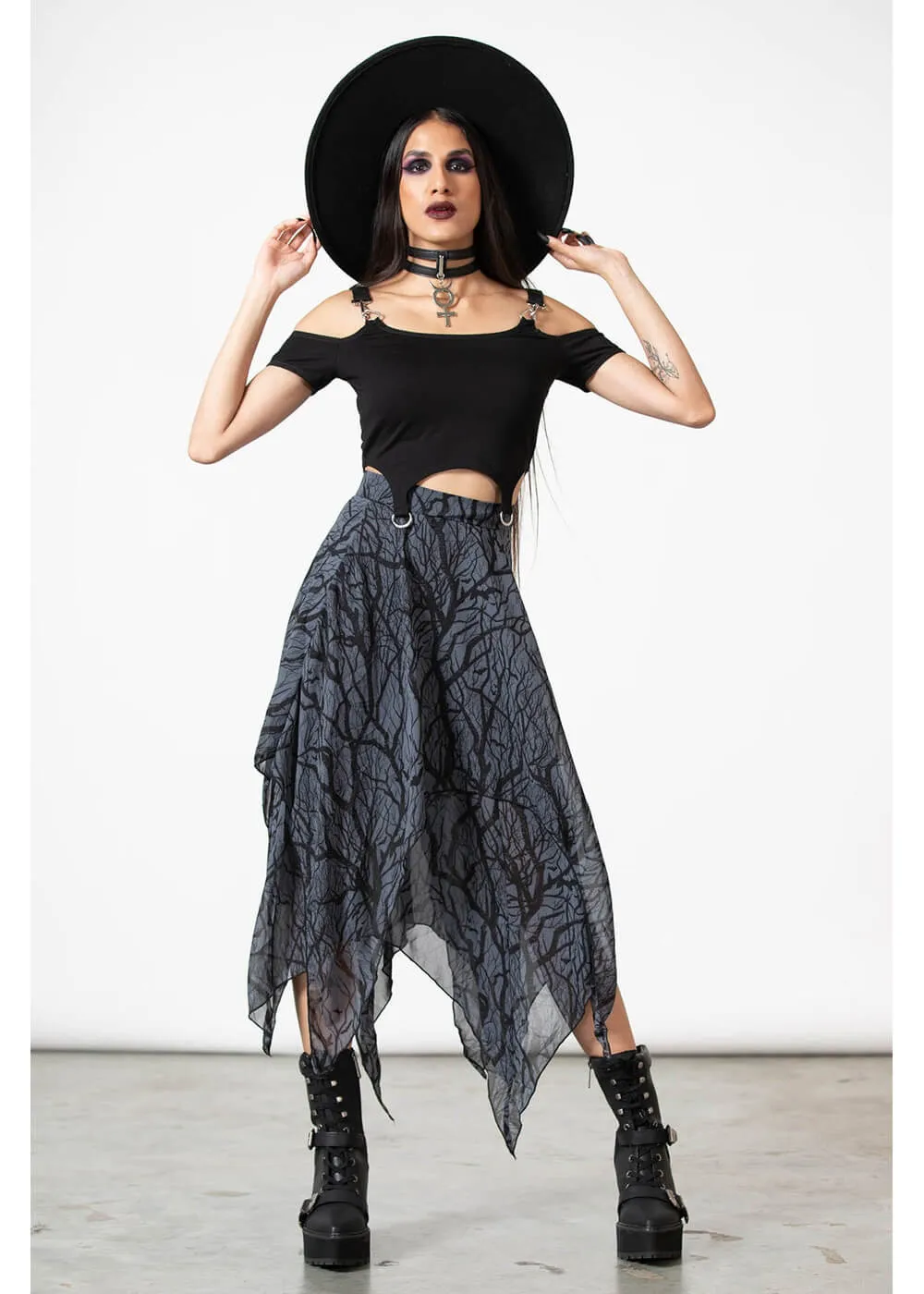 Killstar Dasia Maxi Wicked Wood Skirt Black