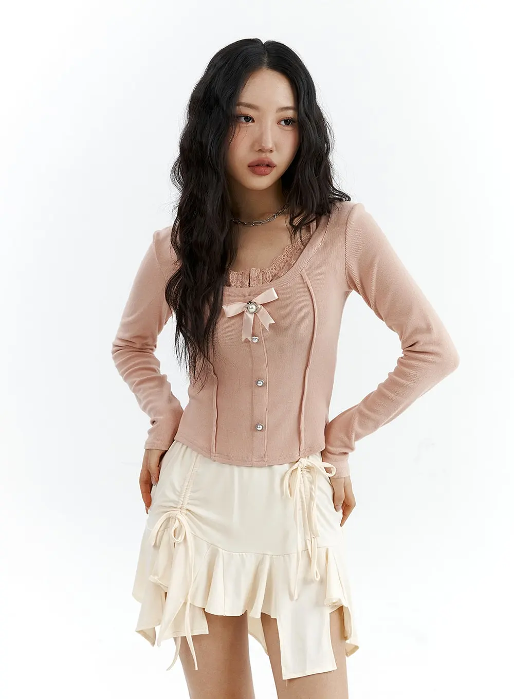 Lace Corset Button Top CJ425