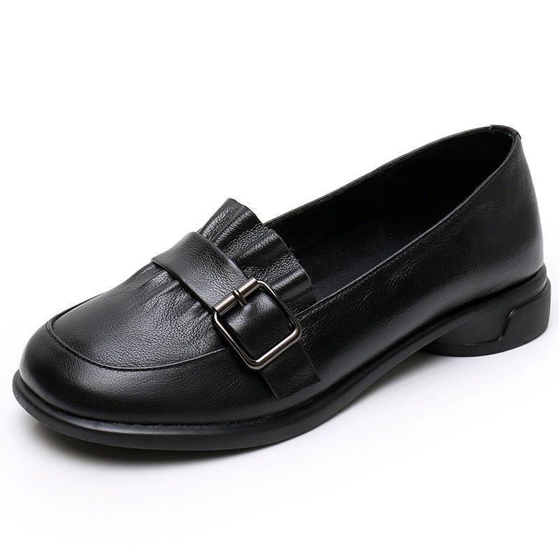 Leather Low Heels Loafers - Women's Casual Shoes EJ944