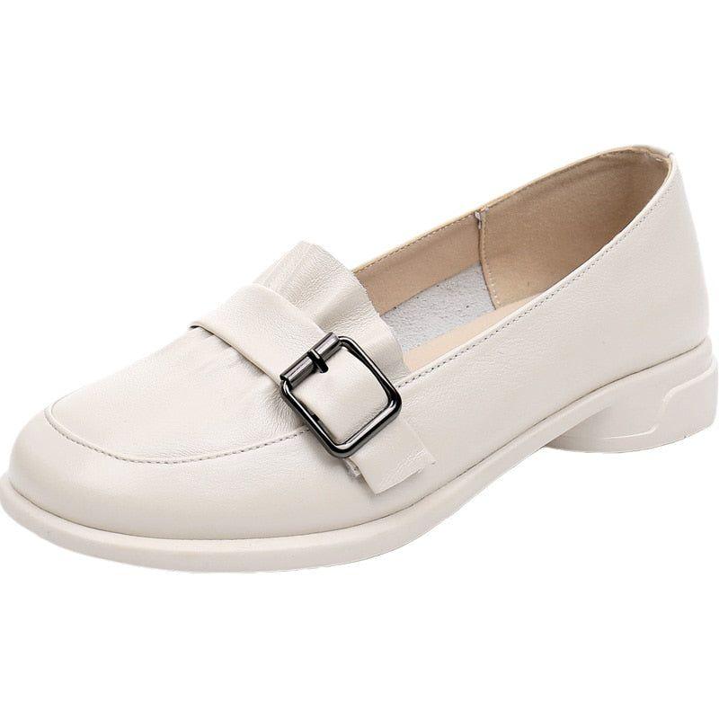 Leather Low Heels Loafers - Women's Casual Shoes EJ944