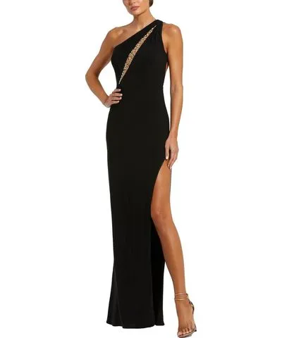 Mac Duggal Womens Illusion One Shoulder Evening Dress