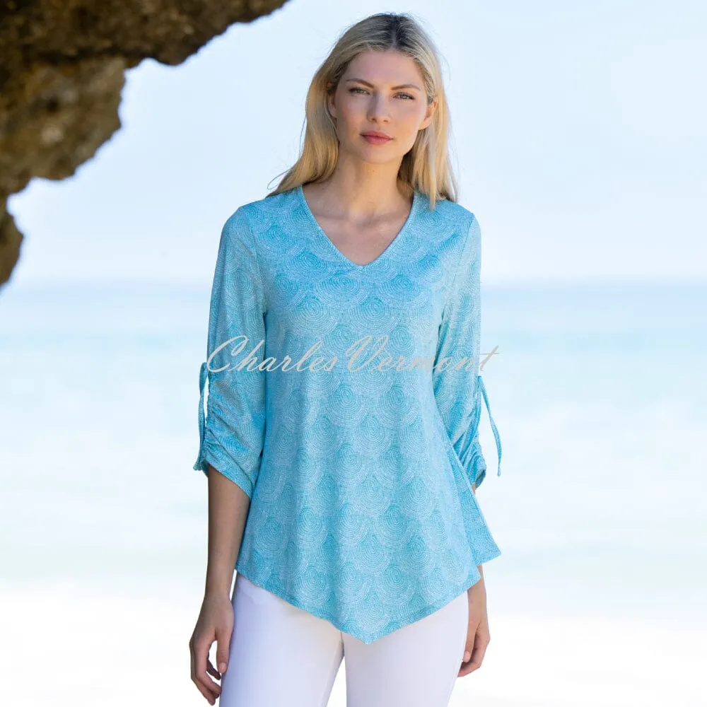 Marble Swirl Print Tunic Top - Style 7418-151 (Aqua / White)