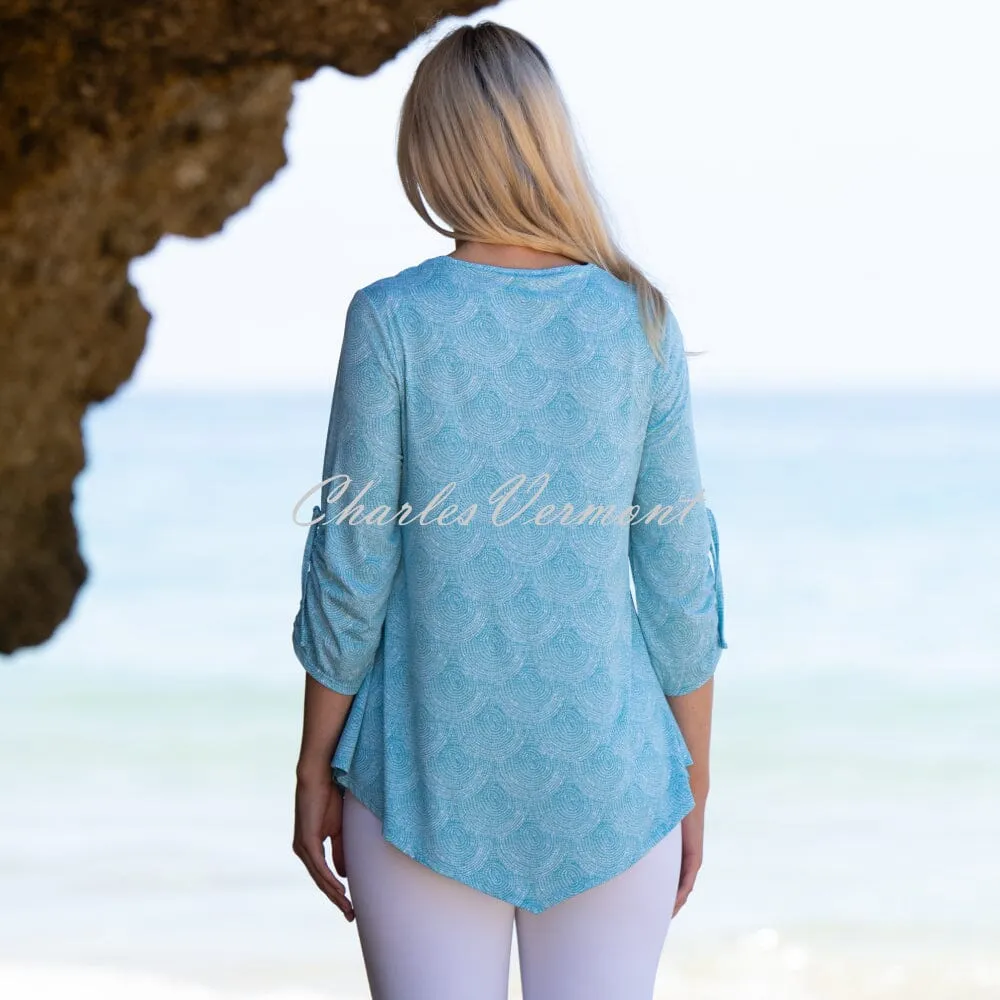 Marble Swirl Print Tunic Top - Style 7418-151 (Aqua / White)