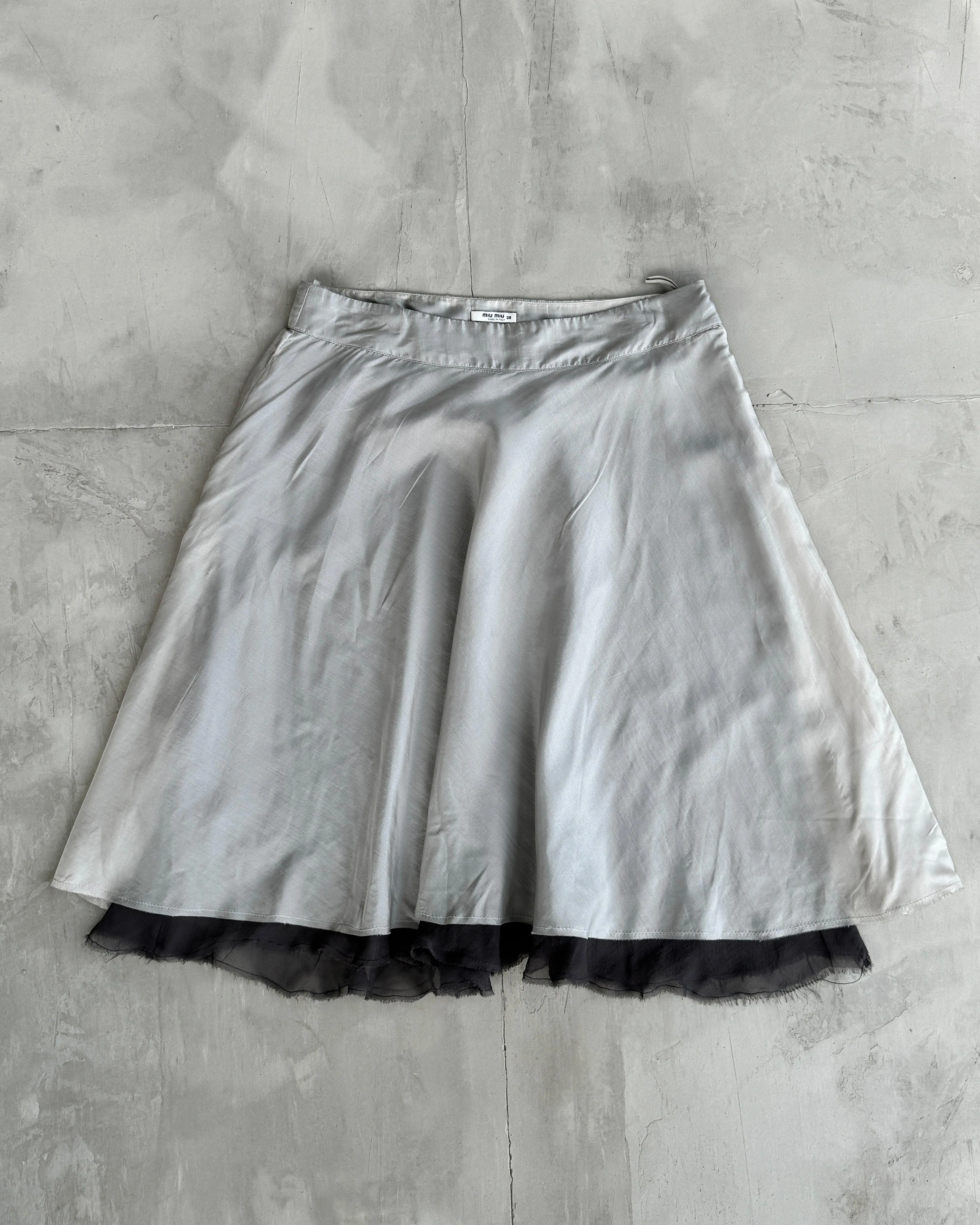 MIU MIU 90'S SILK & MESH MIDI SKIRT - S