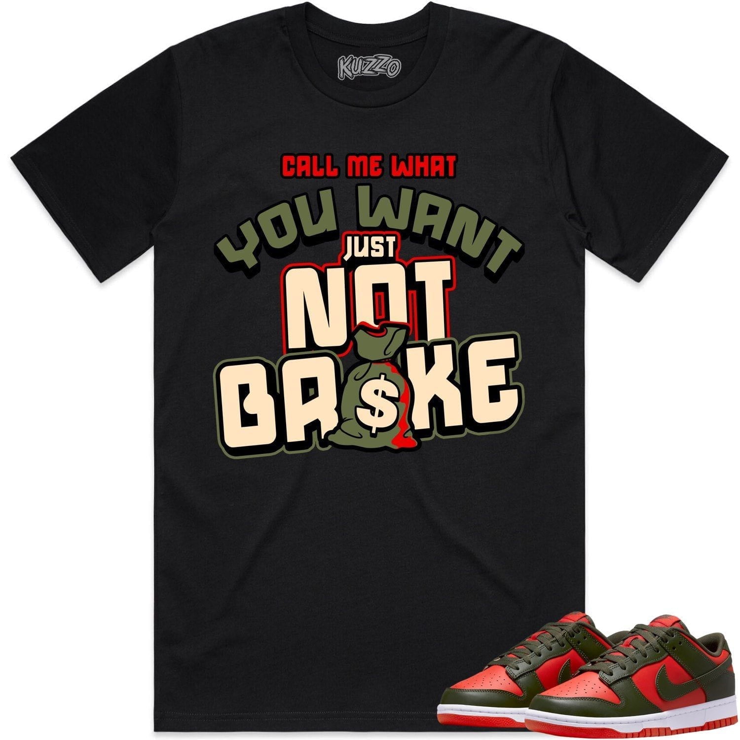 Mystic Red Dunks Shirt to Match - OLIVE NOT BROKE