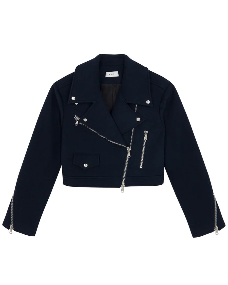 Navy Cropped Oxford Jacket