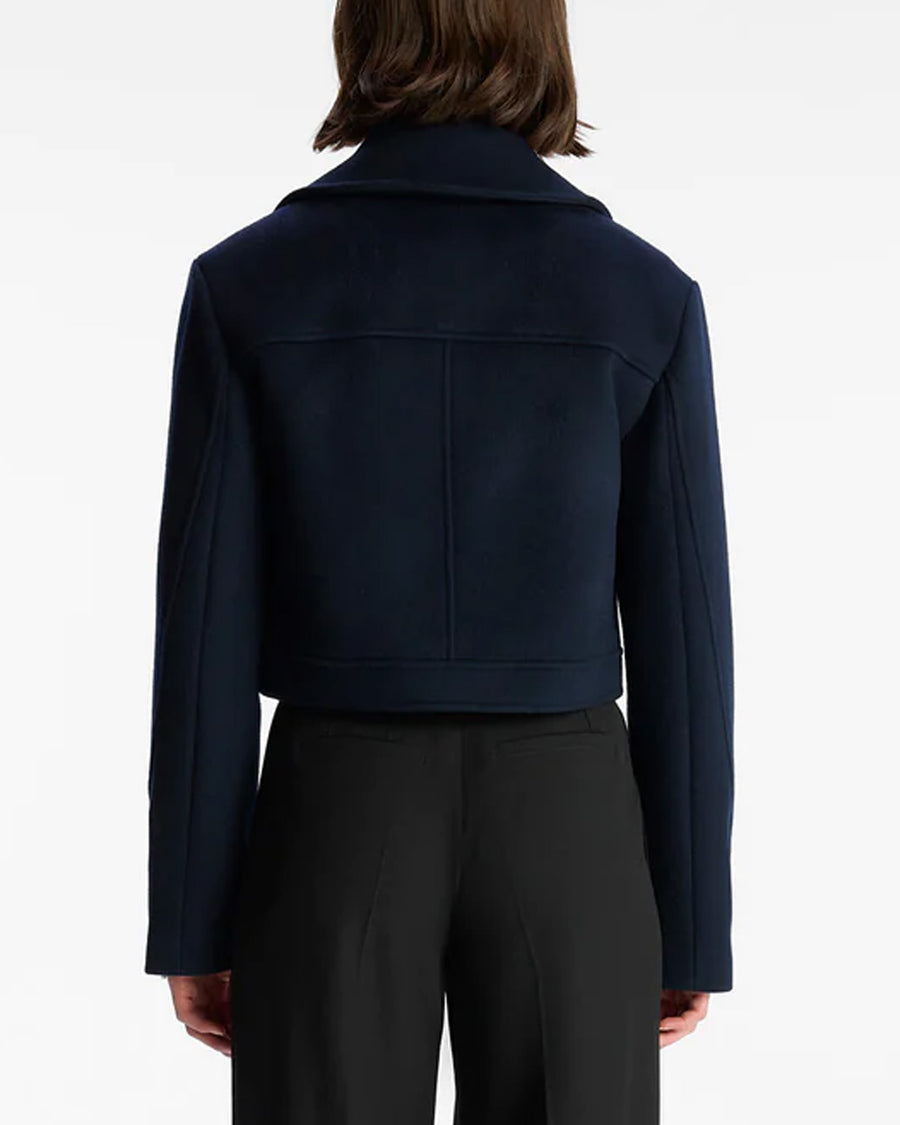 Navy Cropped Oxford Jacket