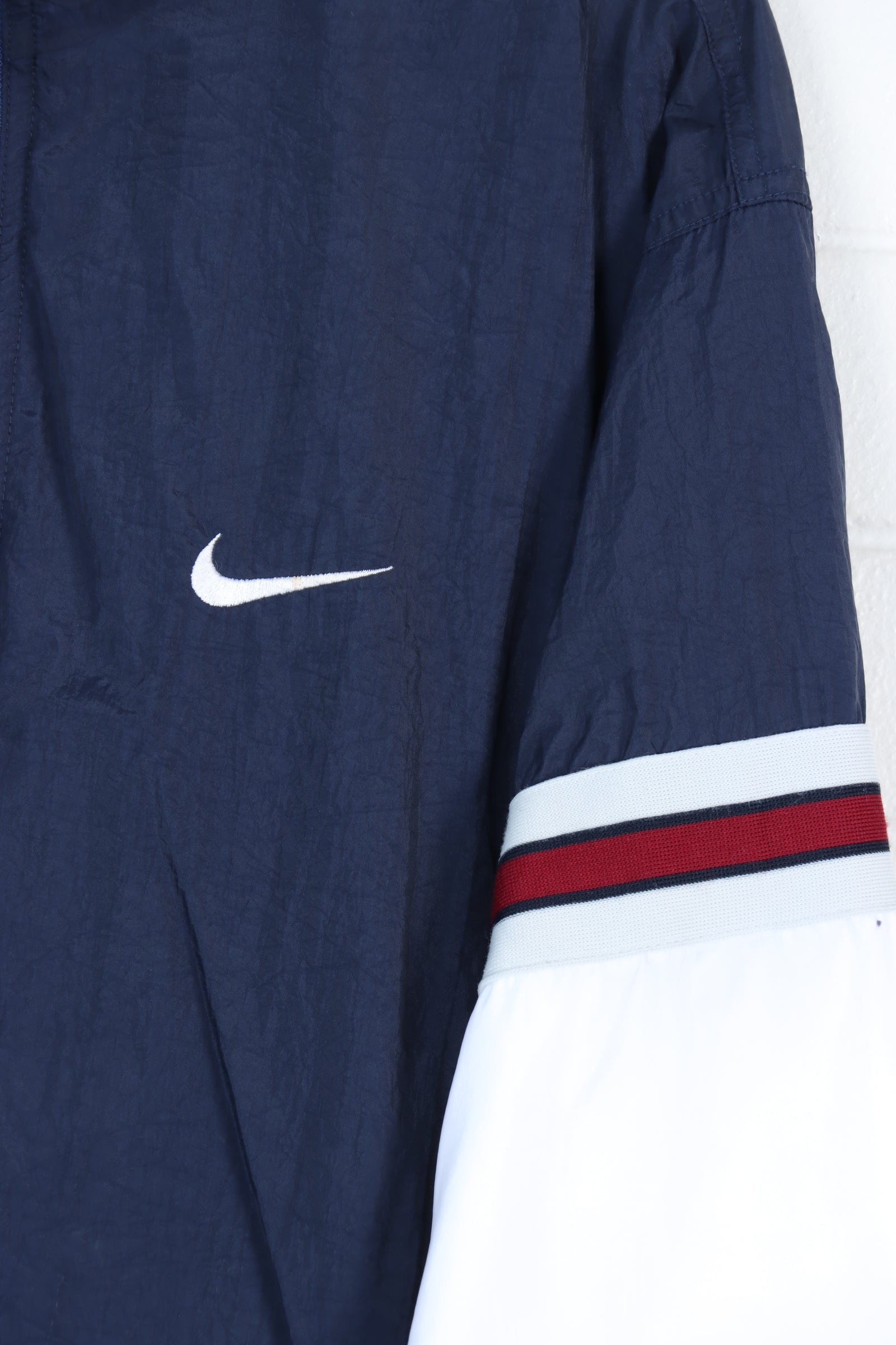 NIKE Navy & White Embroidered Windbreaker Jacket (XL)