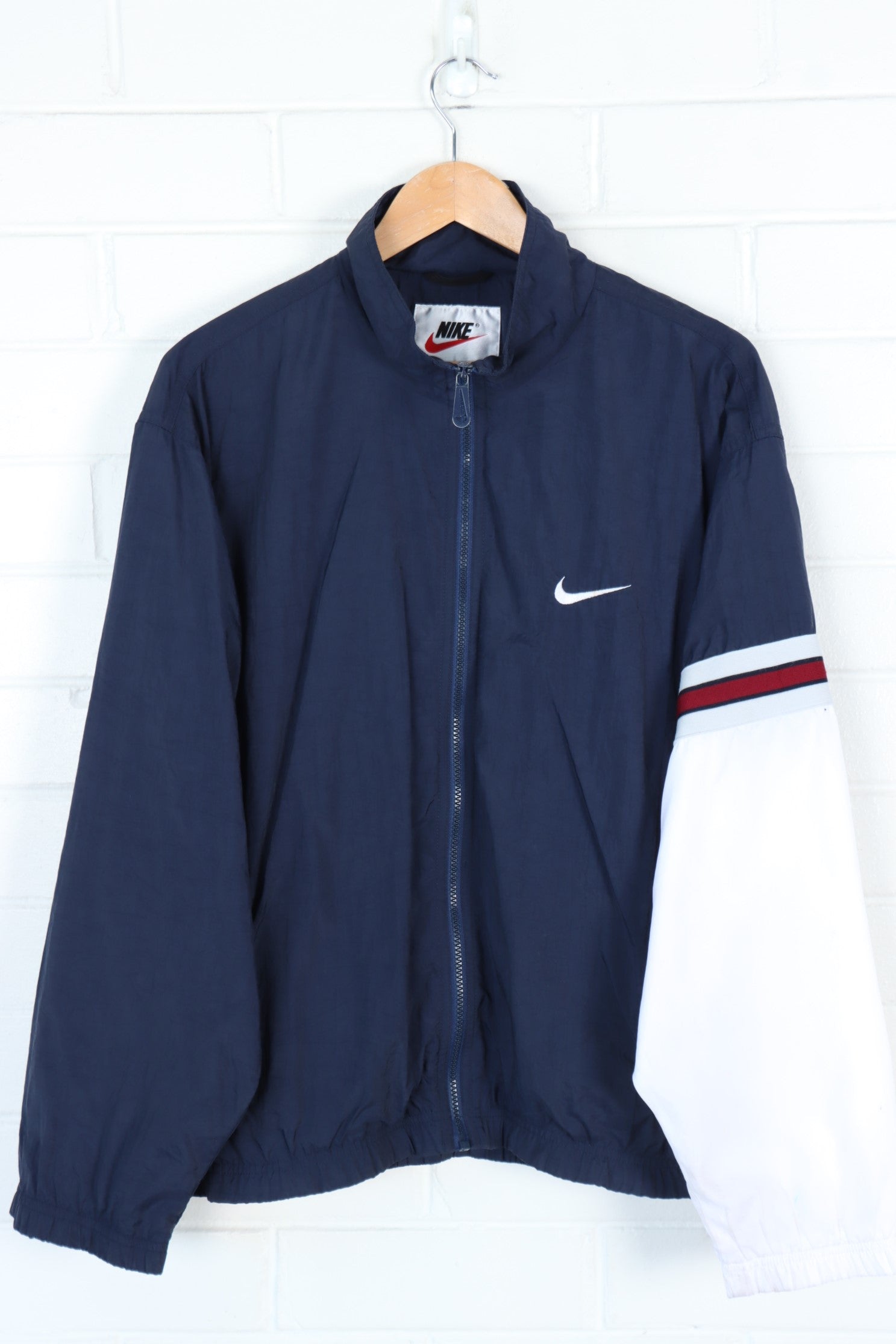 NIKE Navy & White Embroidered Windbreaker Jacket (XL)