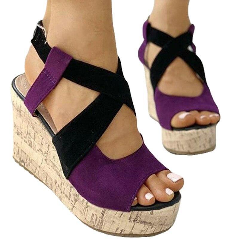 Patchwork Wedge Sandal Shoes