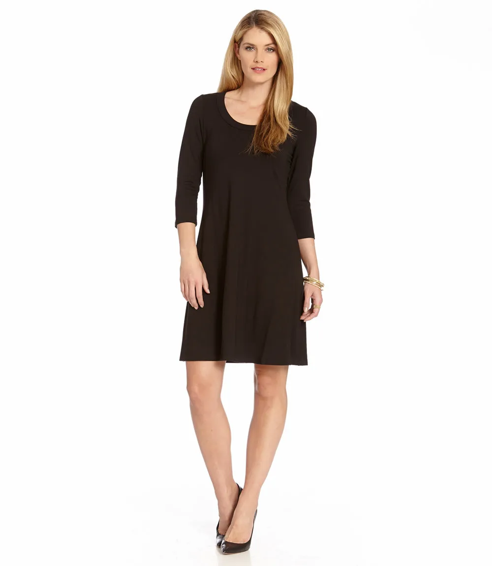 Petite Size Three Quarter Sleeve A-Line Dress