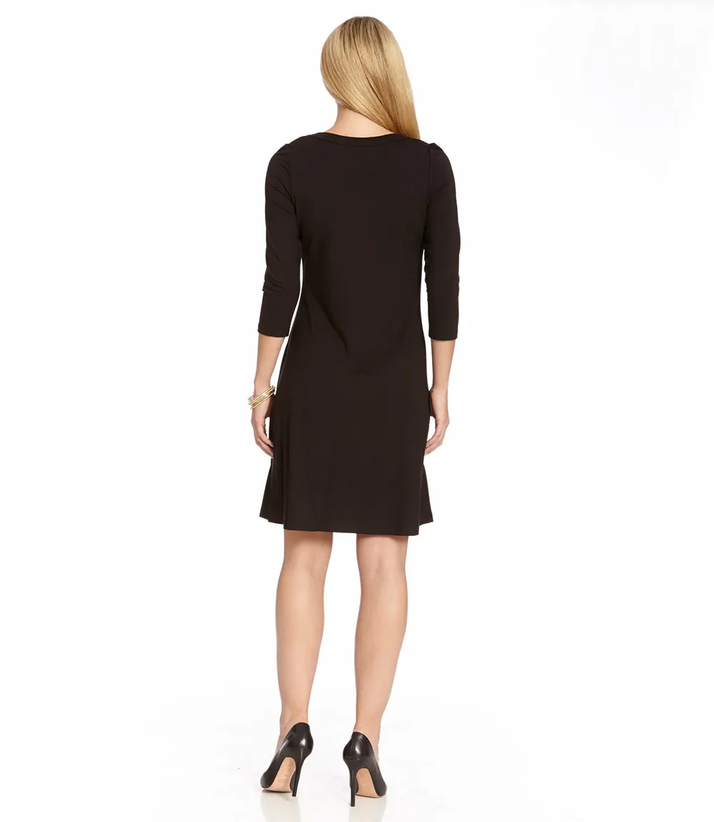 Petite Size Three Quarter Sleeve A-Line Dress