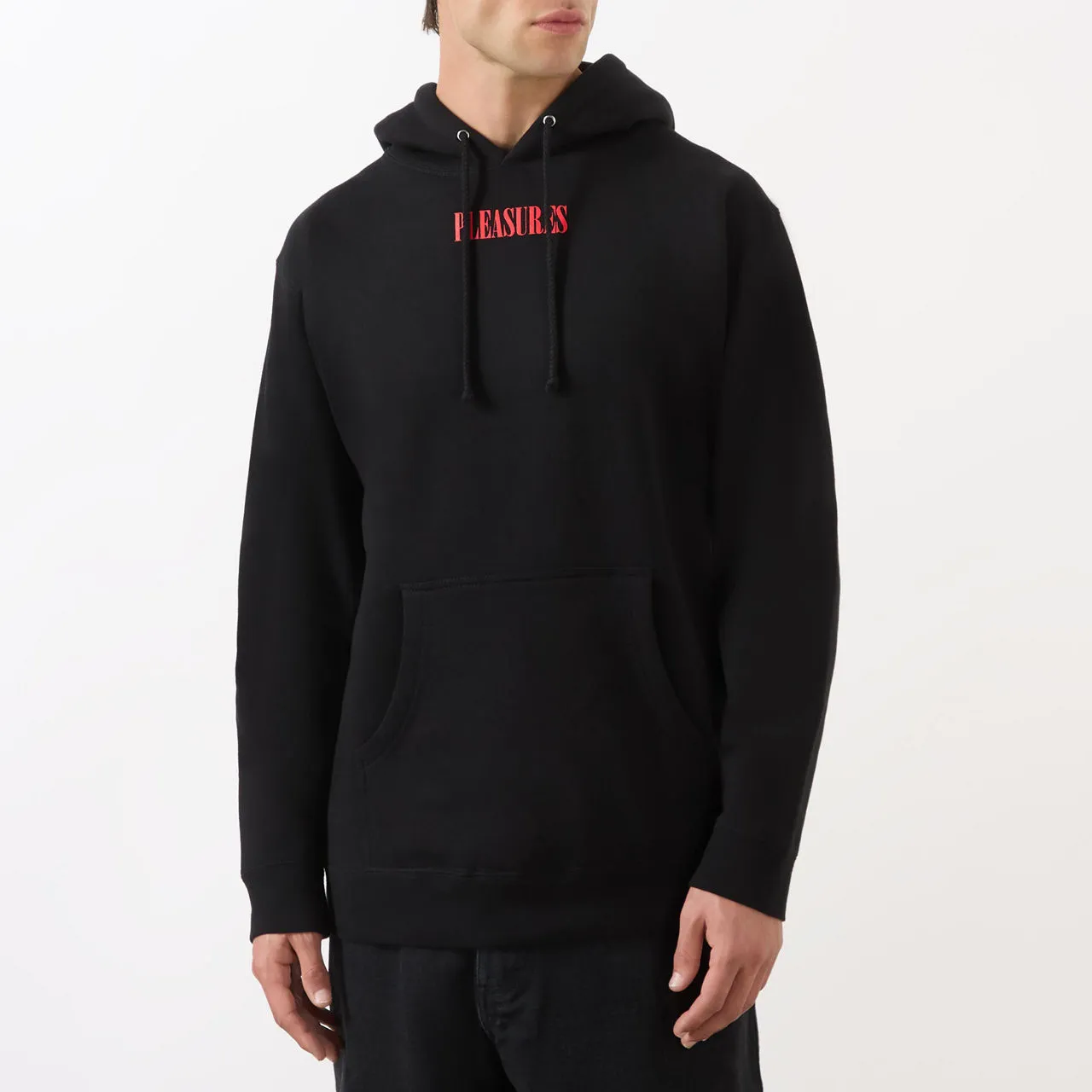 PLEASURES Vertical Logo Hoodie - Black