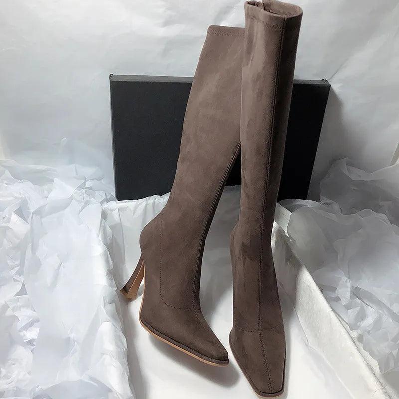 Pointy Thin High Heeled Knee High Women Boots