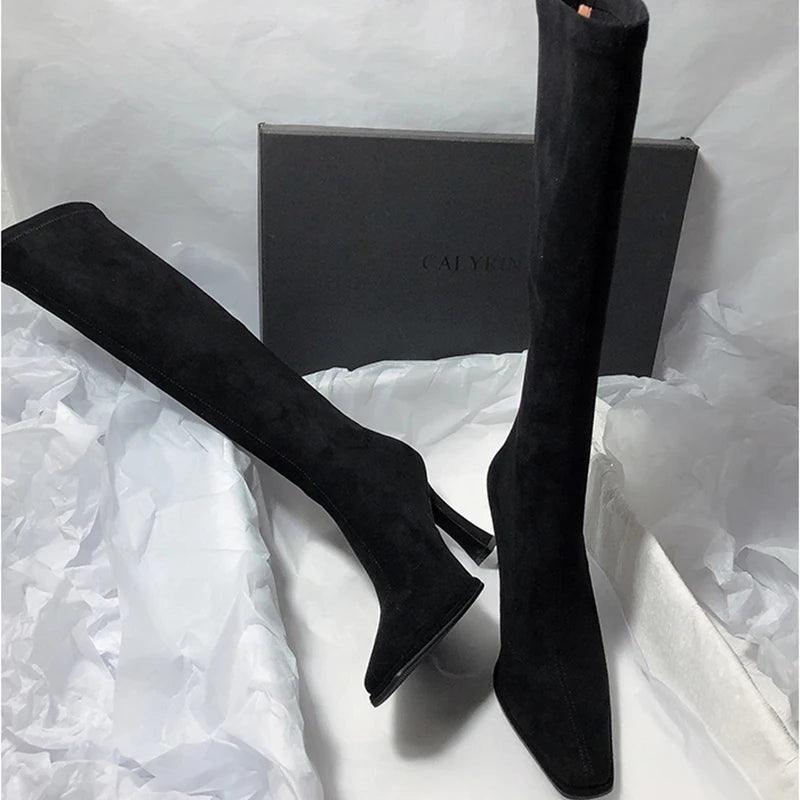 Pointy Thin High Heeled Knee High Women Boots