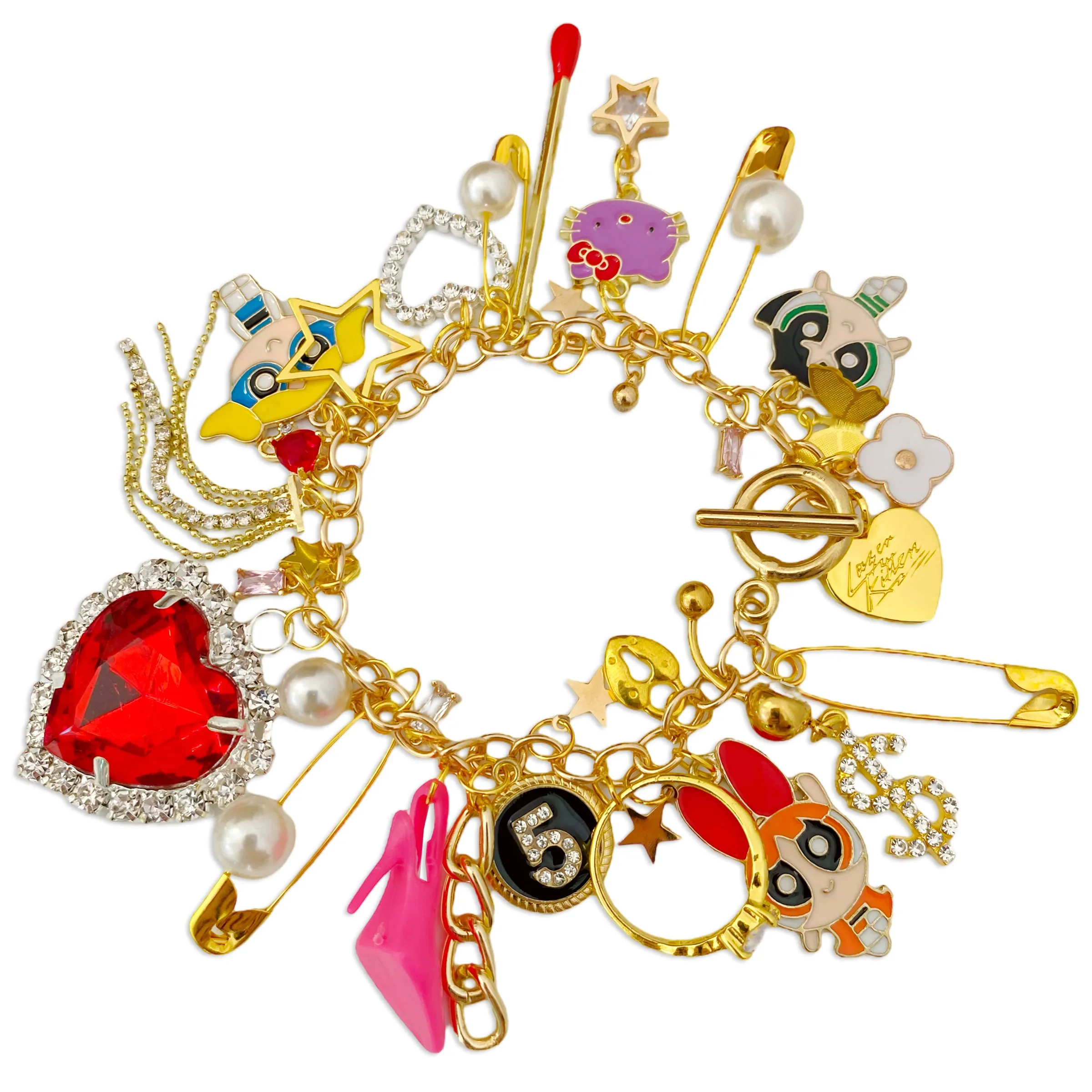 Power Puff Kitten Charm Bracelet