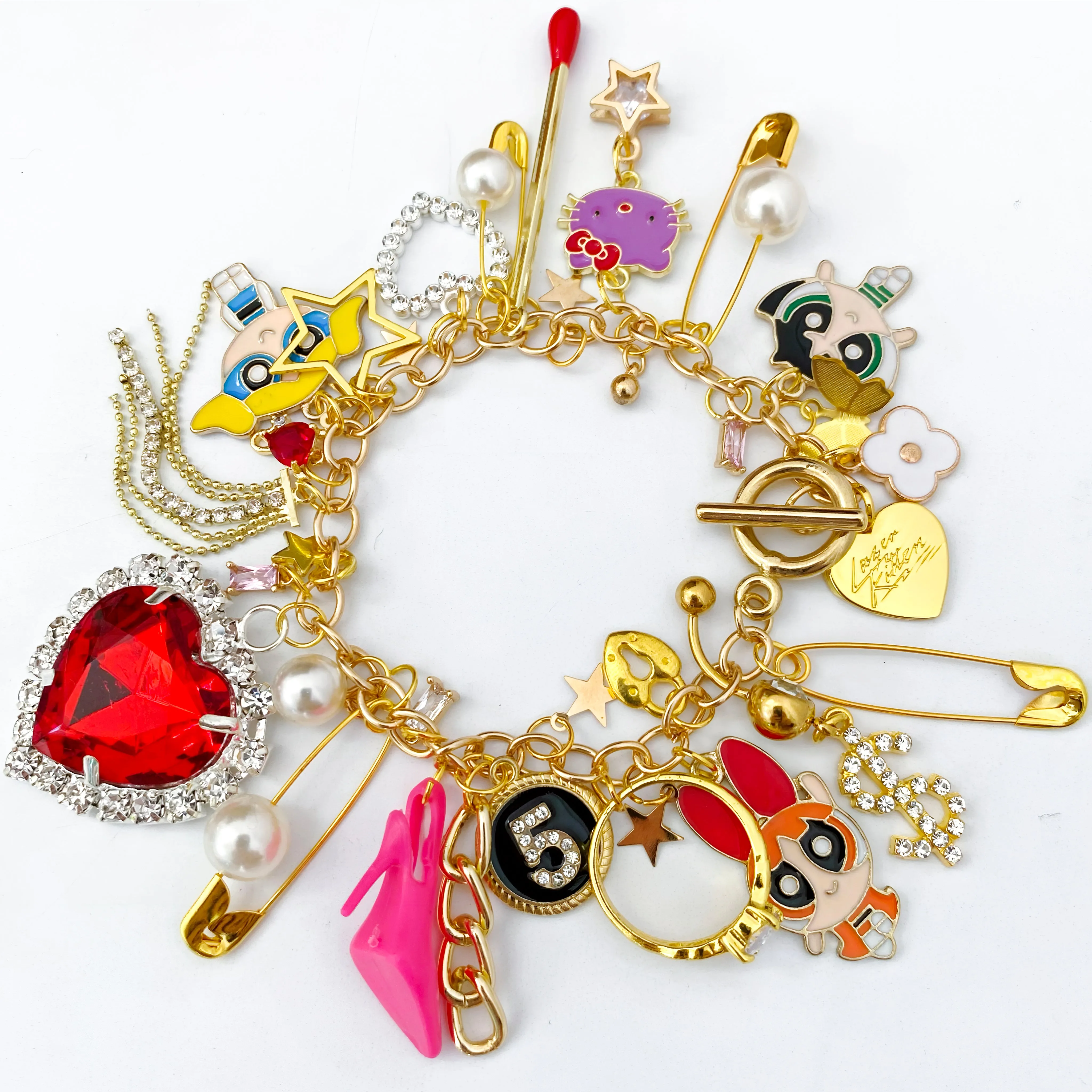 Power Puff Kitten Charm Bracelet