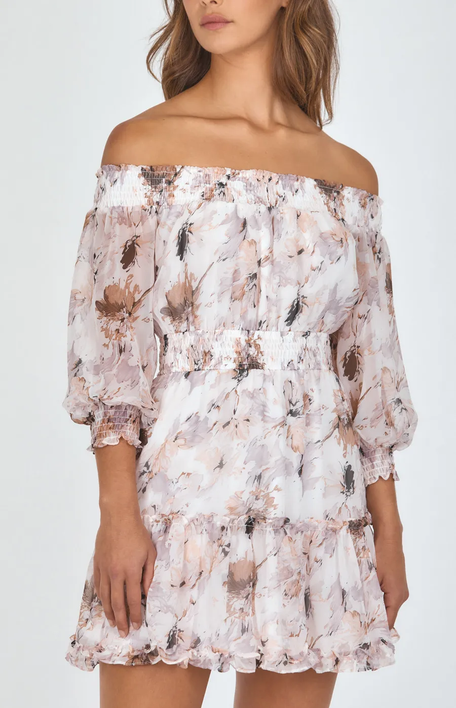 Printed Off The Shoulder Dress (SDR1027B)