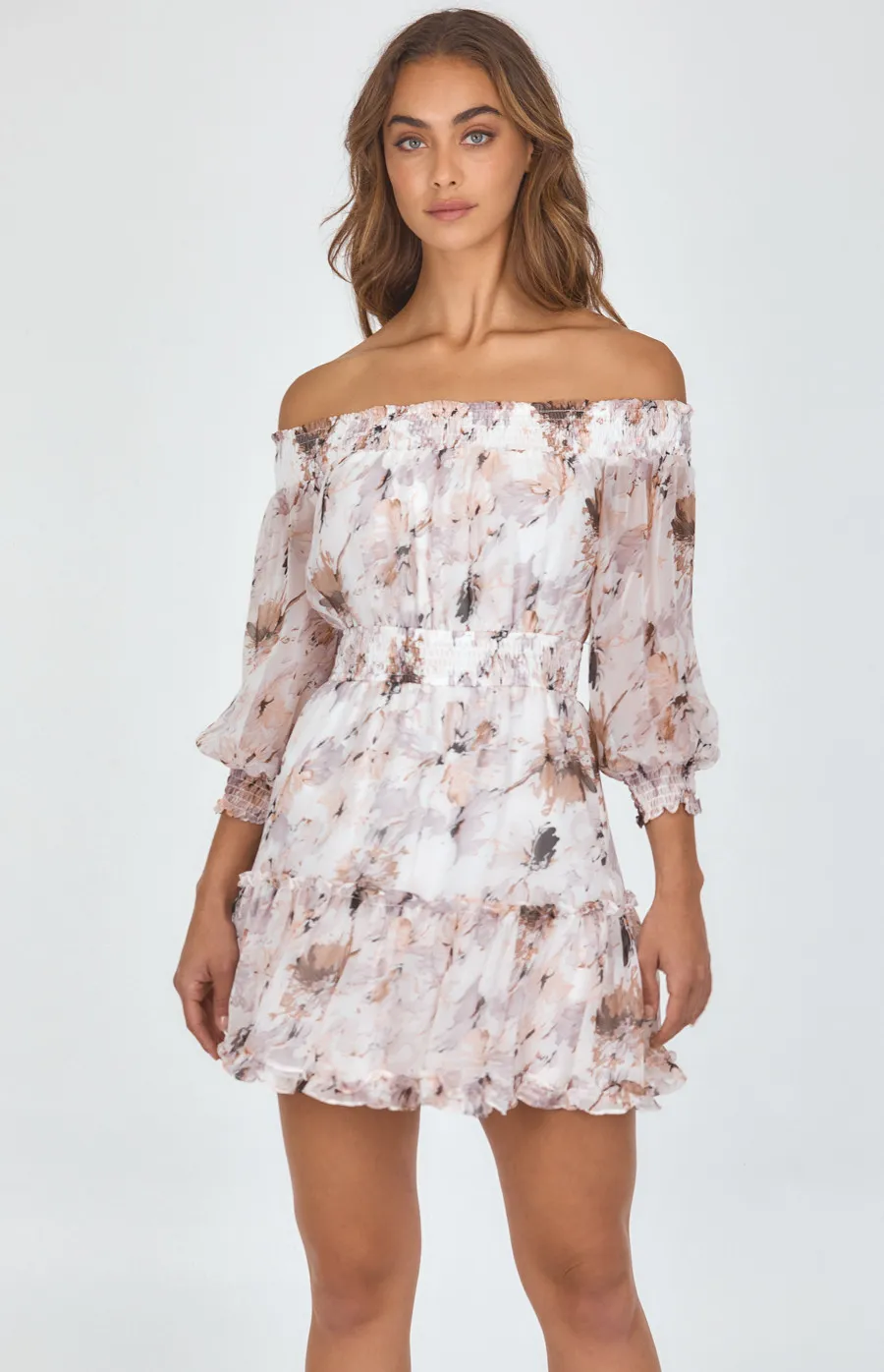 Printed Off The Shoulder Dress (SDR1027B)