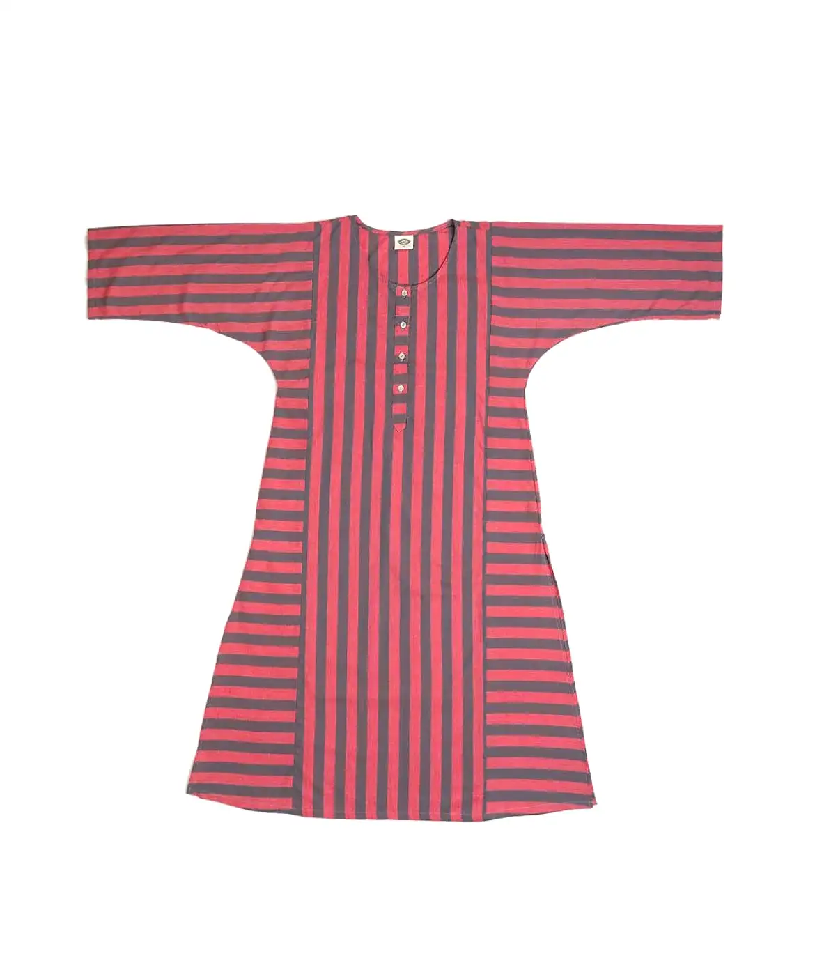 Punkwasp Beach Tunic Dress - Coral & Grey Stripe