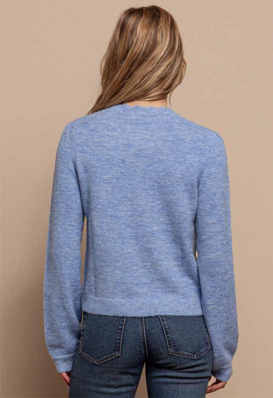 Red Haute - Puff Sleeve Sweater Azure