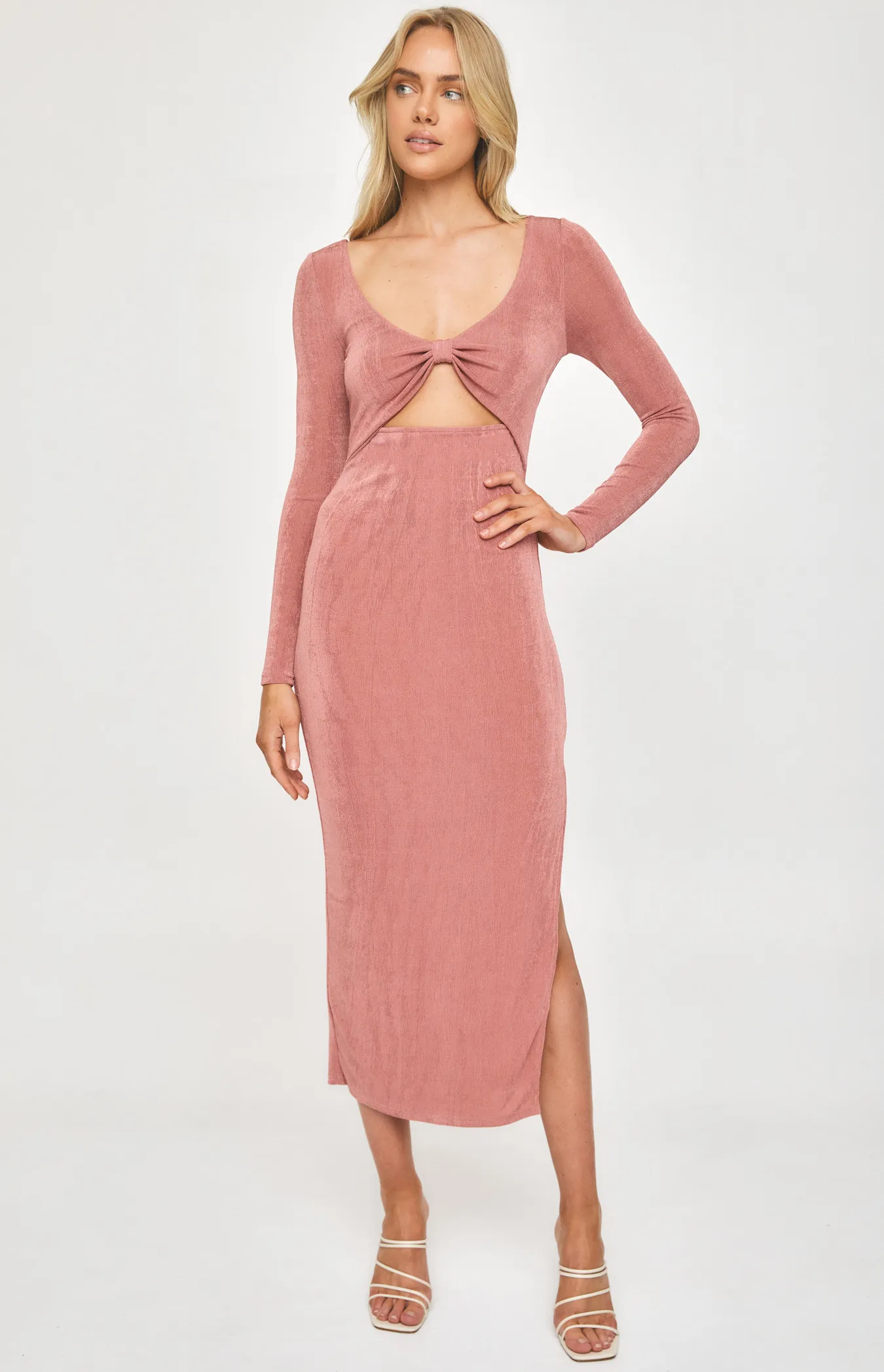 Slinky Jersey Front Cut Out Detail Maxi Dress (WDR354A)