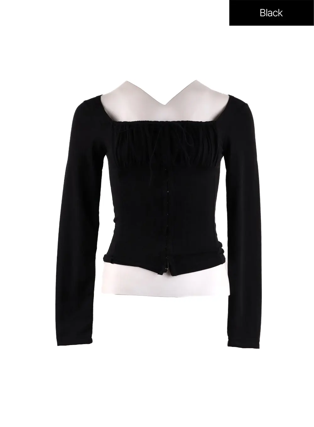 Solid Rib Knotted Corset Top IF408