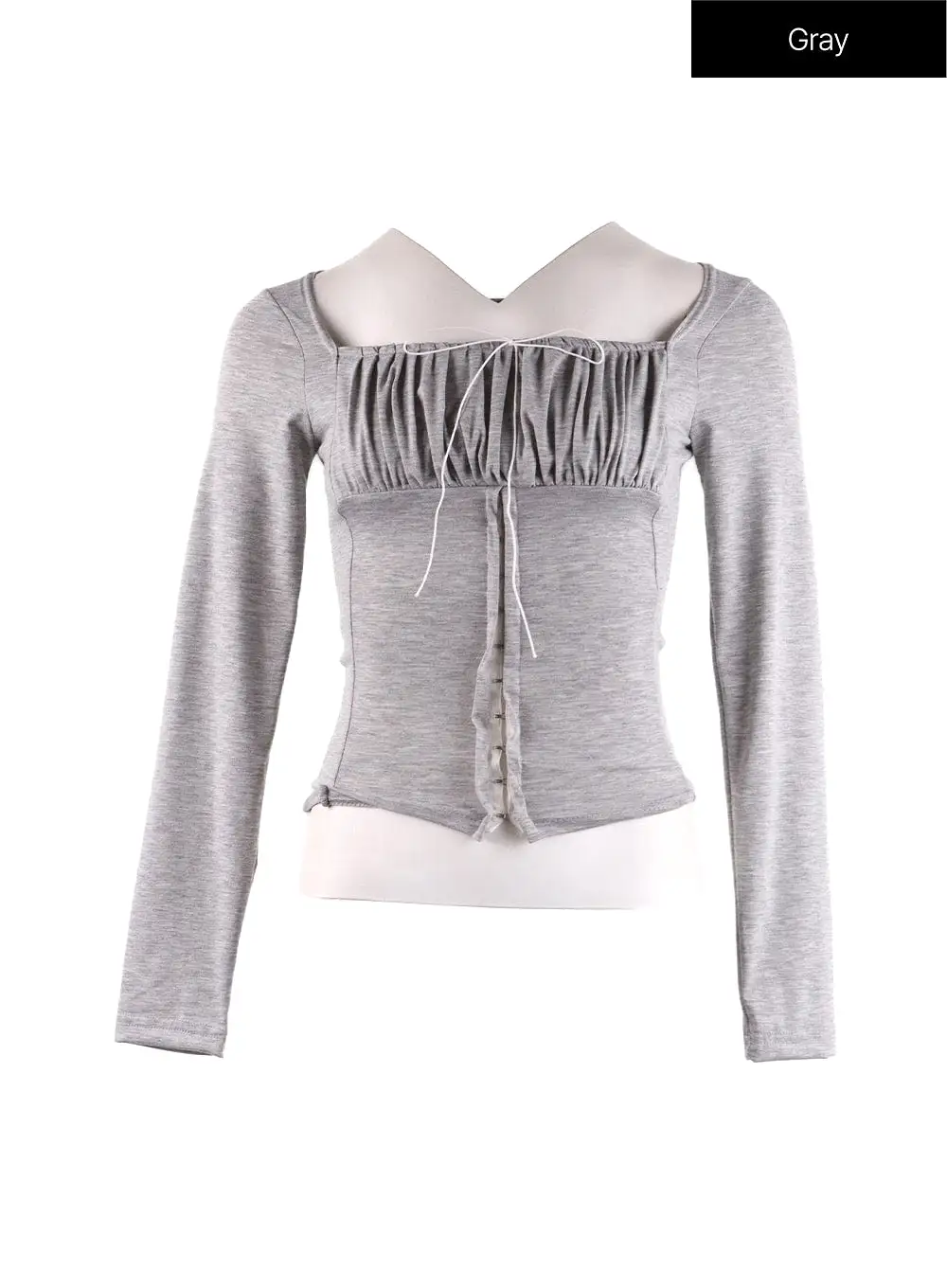 Solid Rib Knotted Corset Top IF408