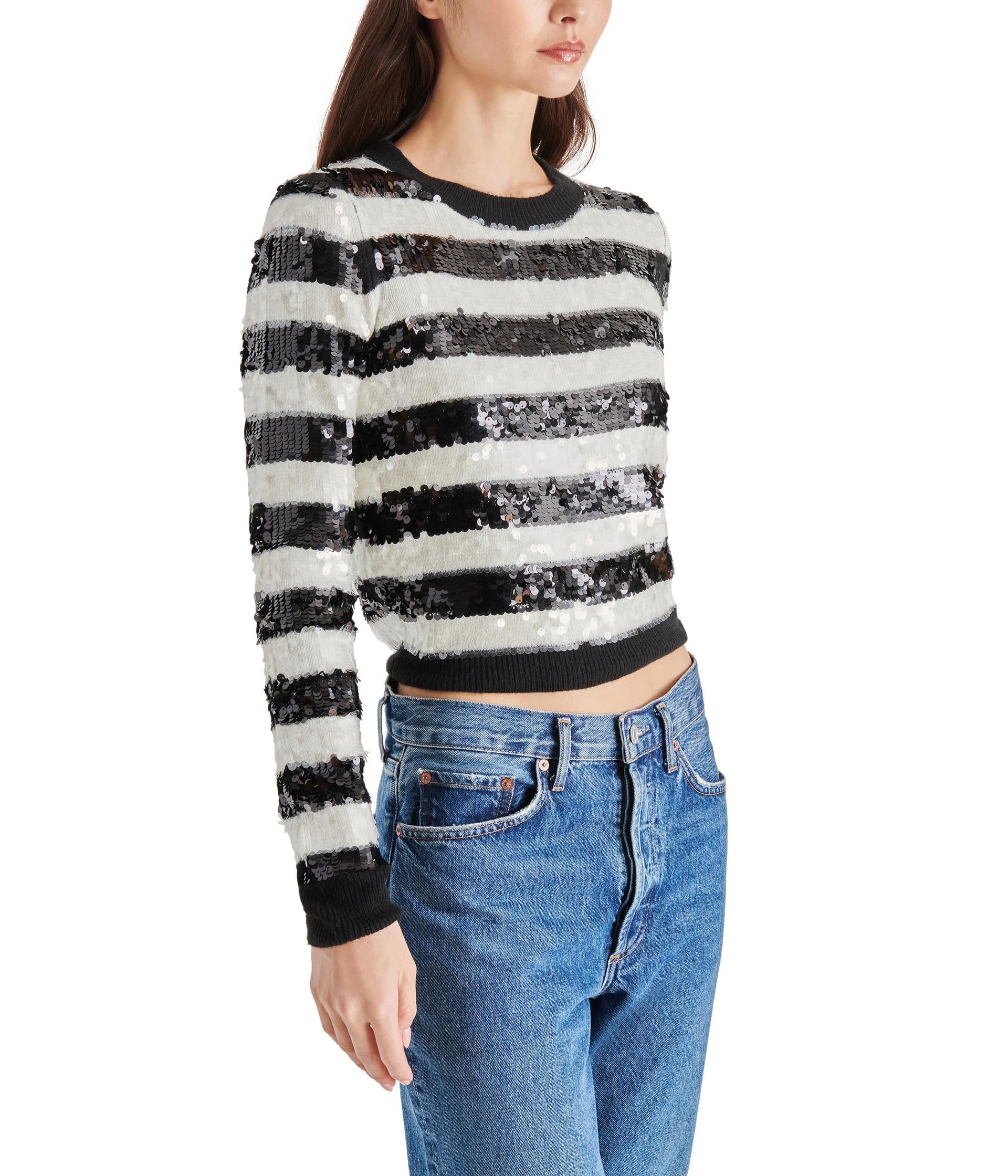 Steve Madden Women Elina Sweater (Black/White) Size Small