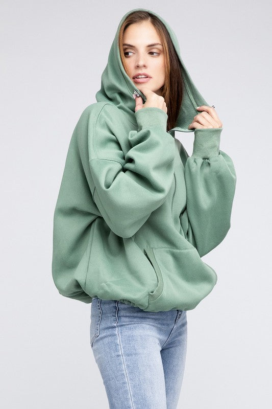 Stitch Detailed Elastic Hem Long Sleeve Hoodie