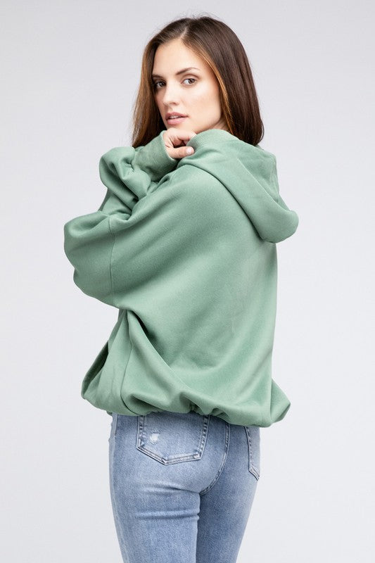 Stitch Detailed Elastic Hem Long Sleeve Hoodie