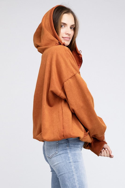 Stitch Detailed Elastic Hem Long Sleeve Hoodie