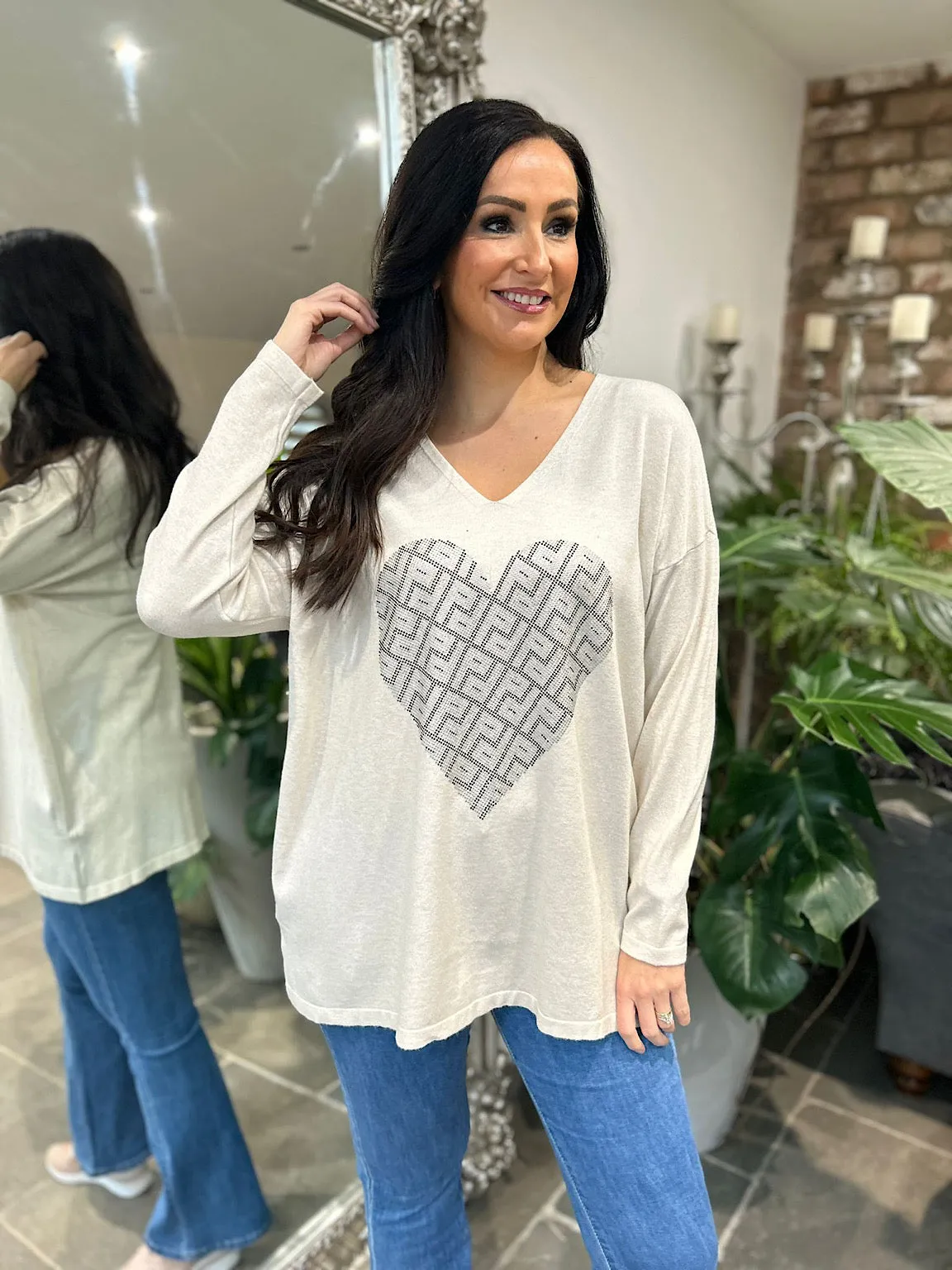 Stone Diamante Heart Knit Gail