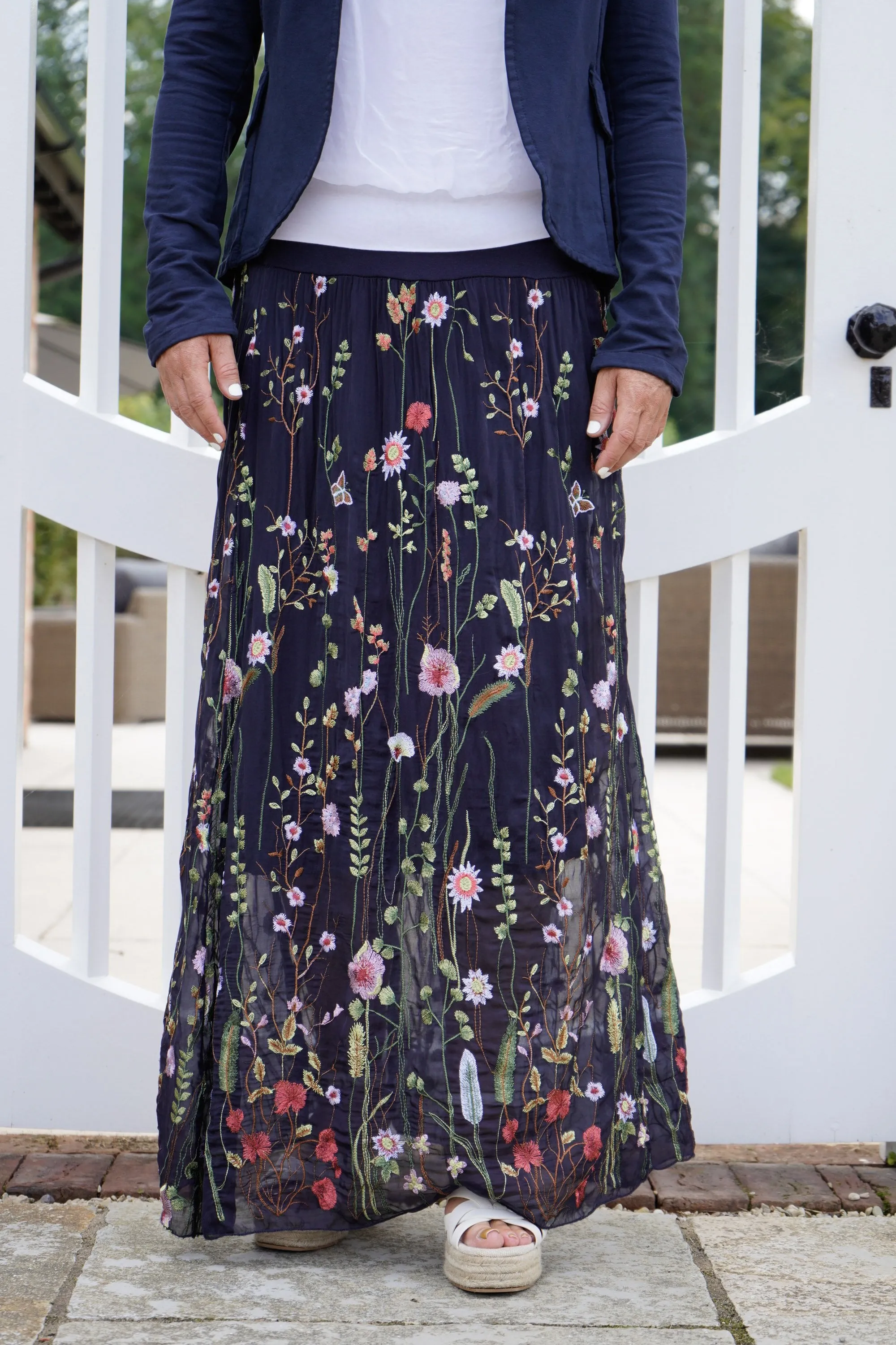 Taria Embroidery Silk Skirt