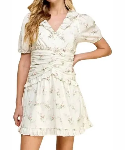 TCEC Floral Print Dress In Ivory