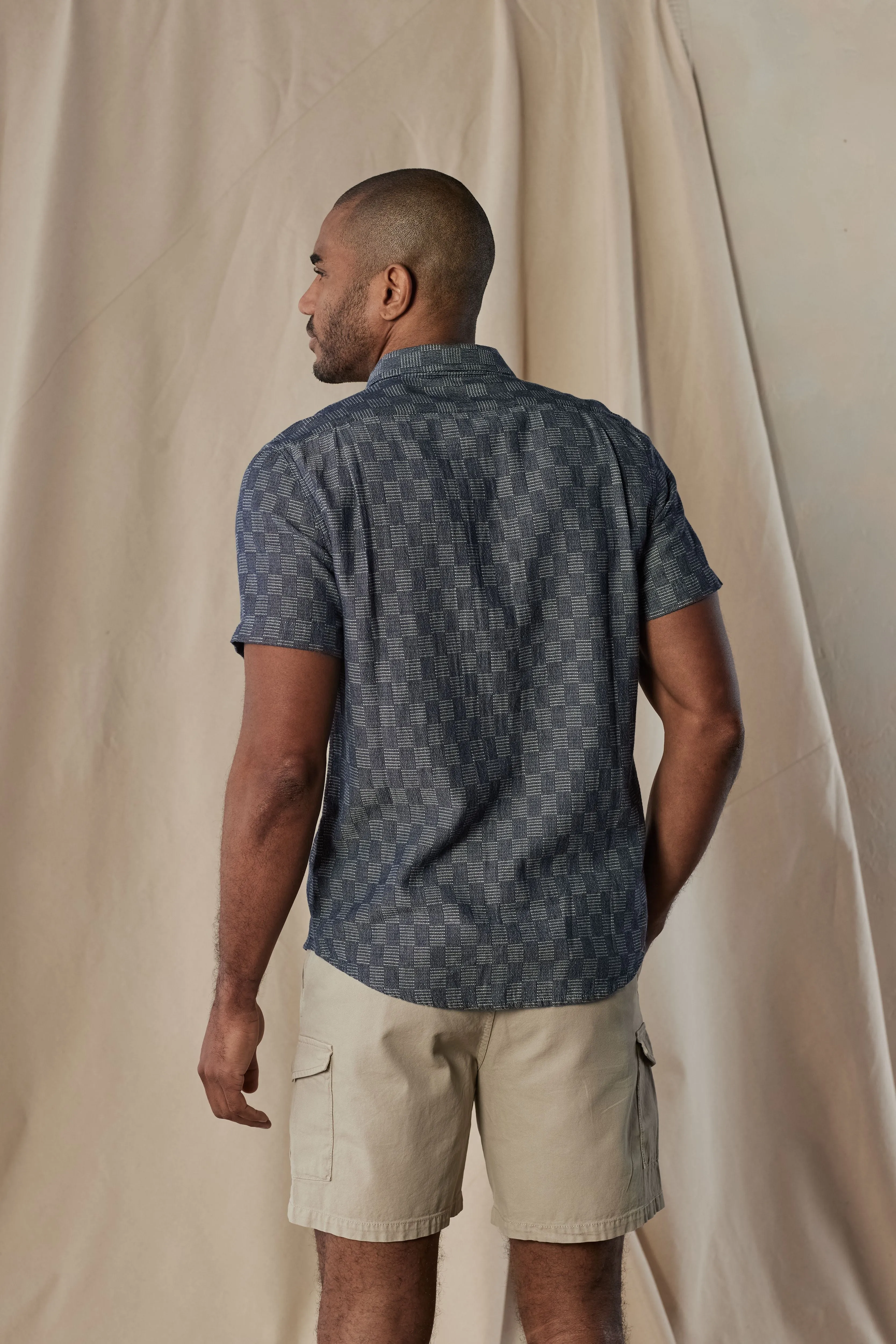 The Normal Brand Fresh Water Button-Up Shirt In Summer Navy Check